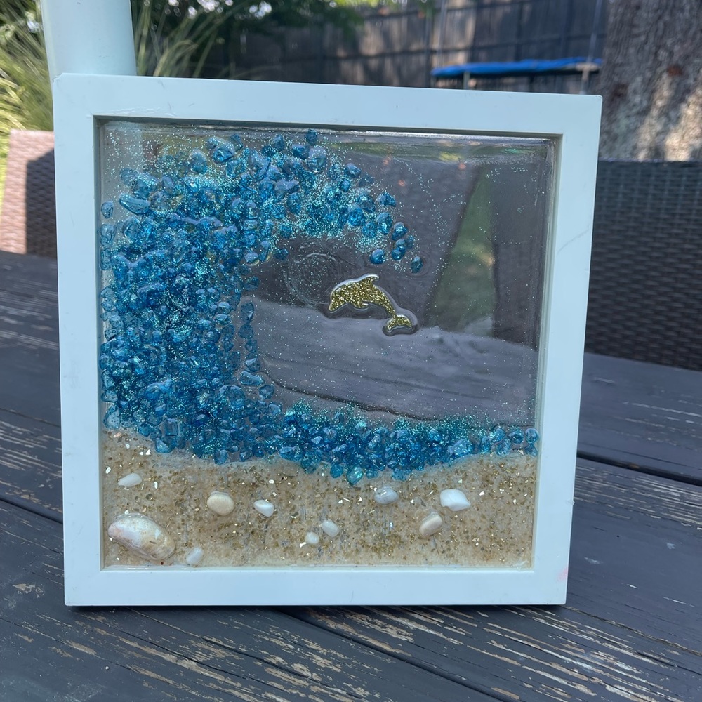 Handmade dolphin resin wall hanging